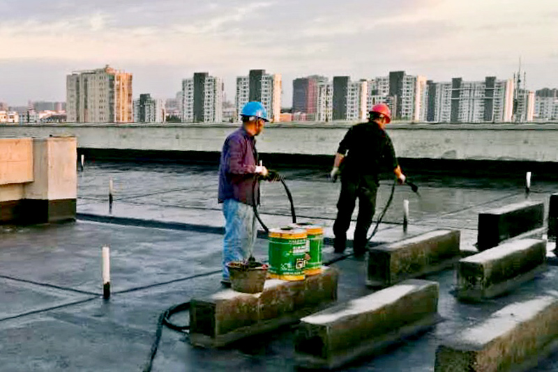 防水卷材施工现场_开来湿克威防水